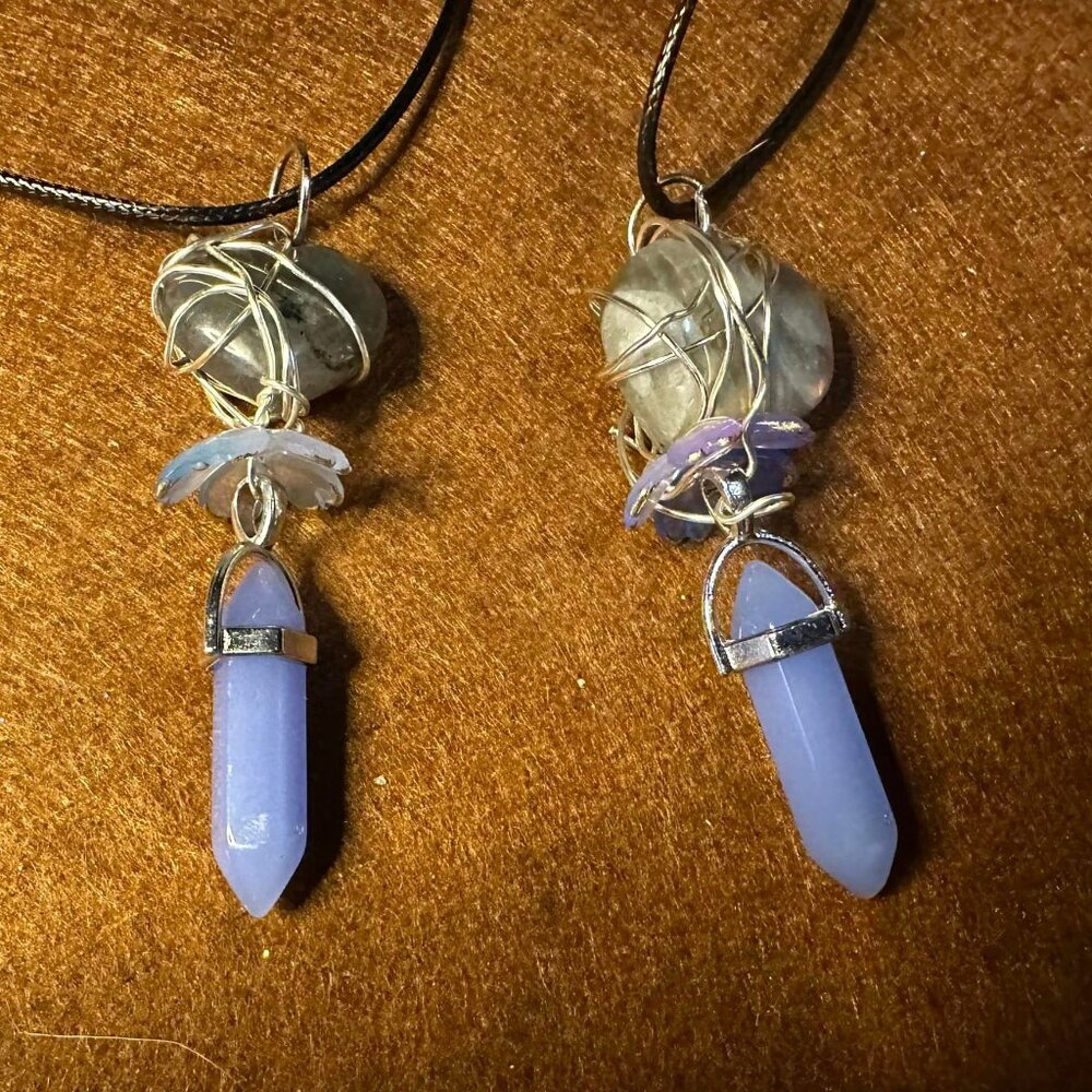 Hand wrapped Labrorite heart necklaces